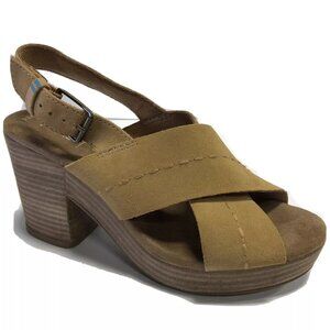 Toms Ibiza, Slingback High Heels-Brown Suede, Women's Size 5.5M.